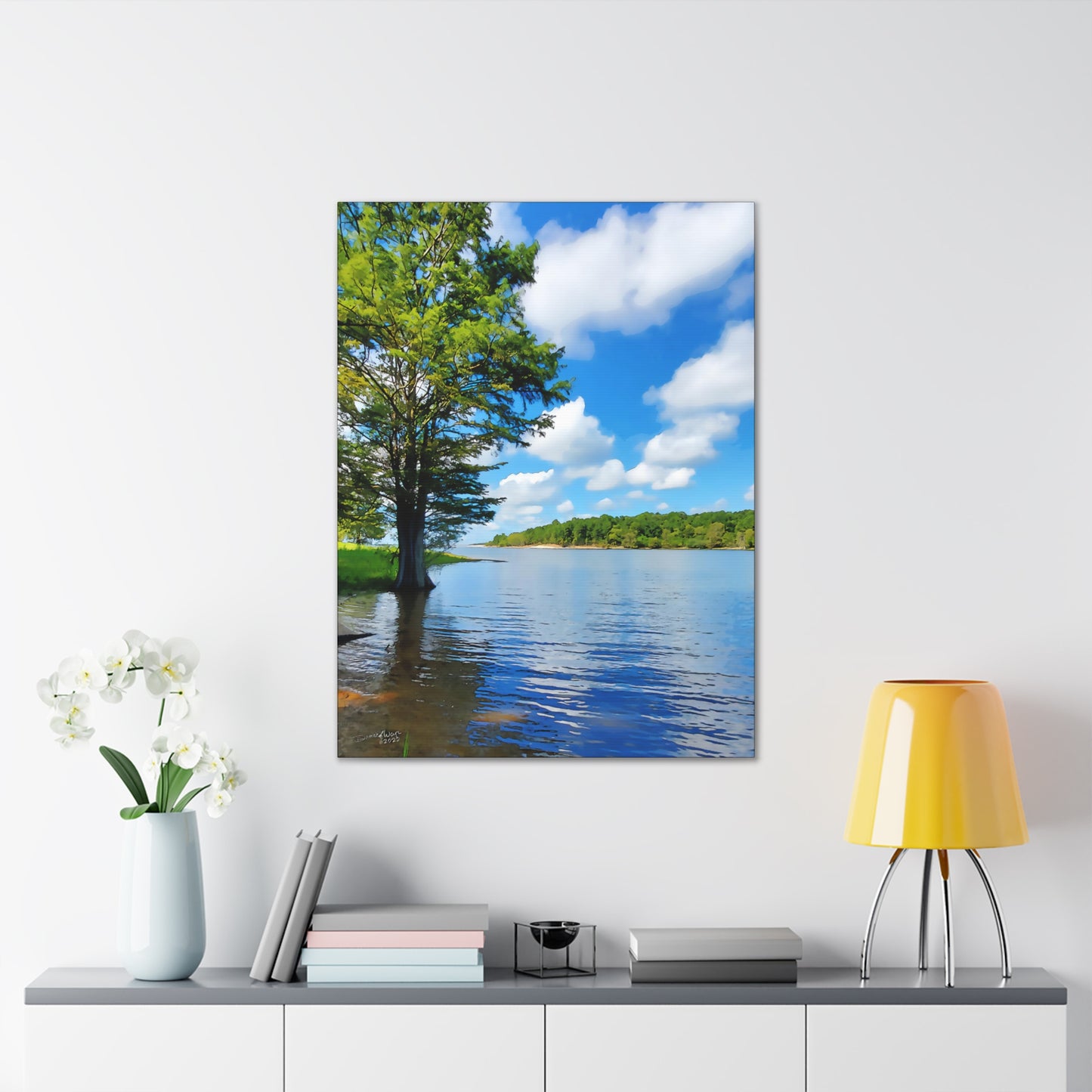 Lakeside & Cypress - oil paint filter