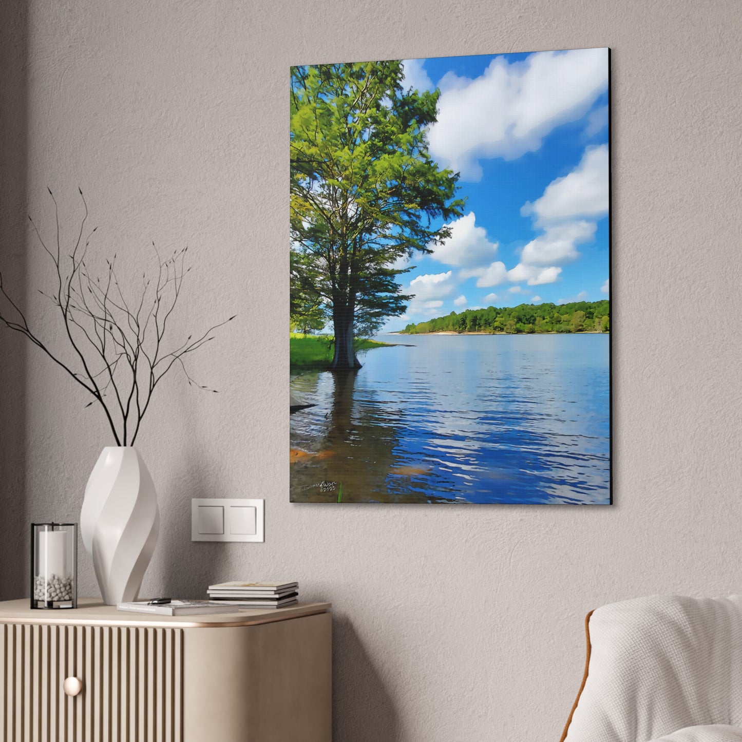 Lakeside & Cypress - oil paint filter