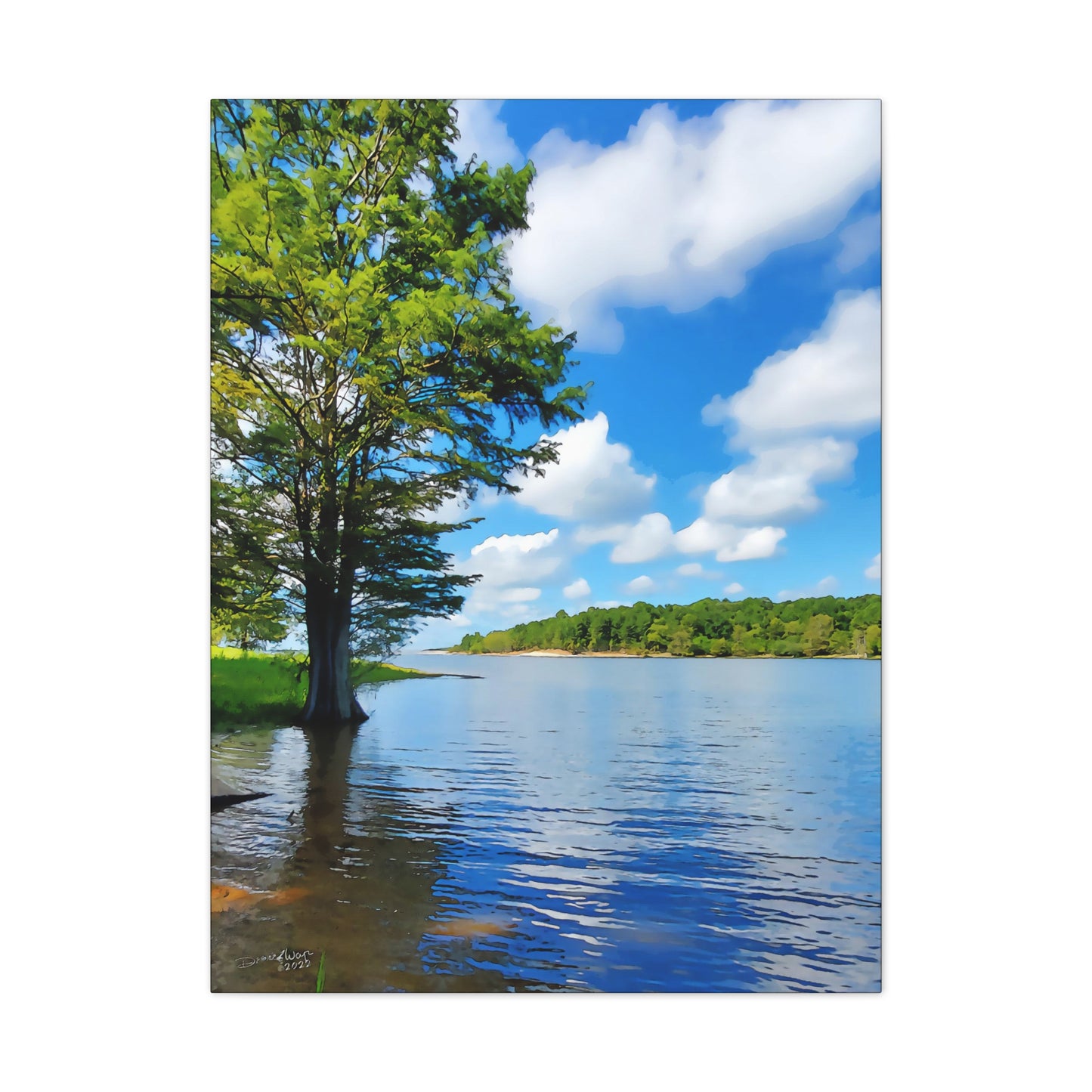 Lakeside & Cypress - oil paint filter